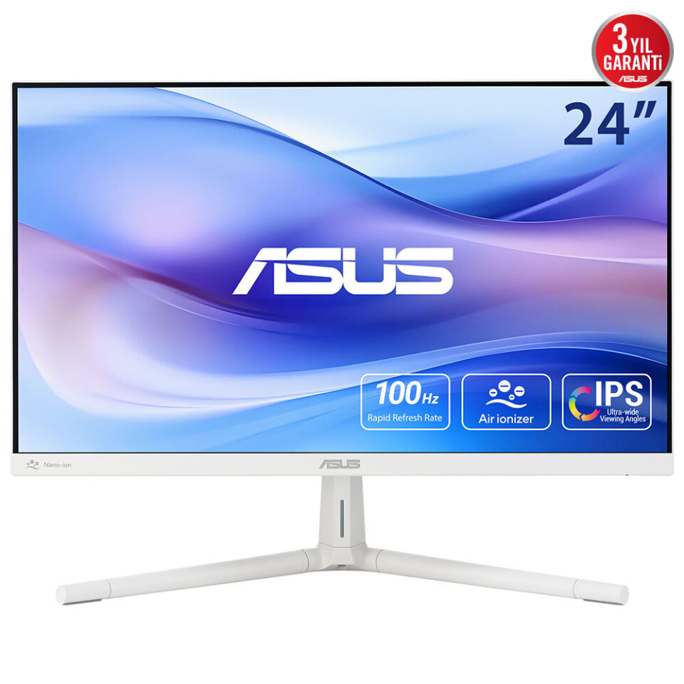 ASUS 23.8'' IPS VU249HFI-W 1MS 100HZ HDMI Nano Iyon Ev Ofis Monitörü Beyaz 1920x1080 / 90LM09JT-B01K70
