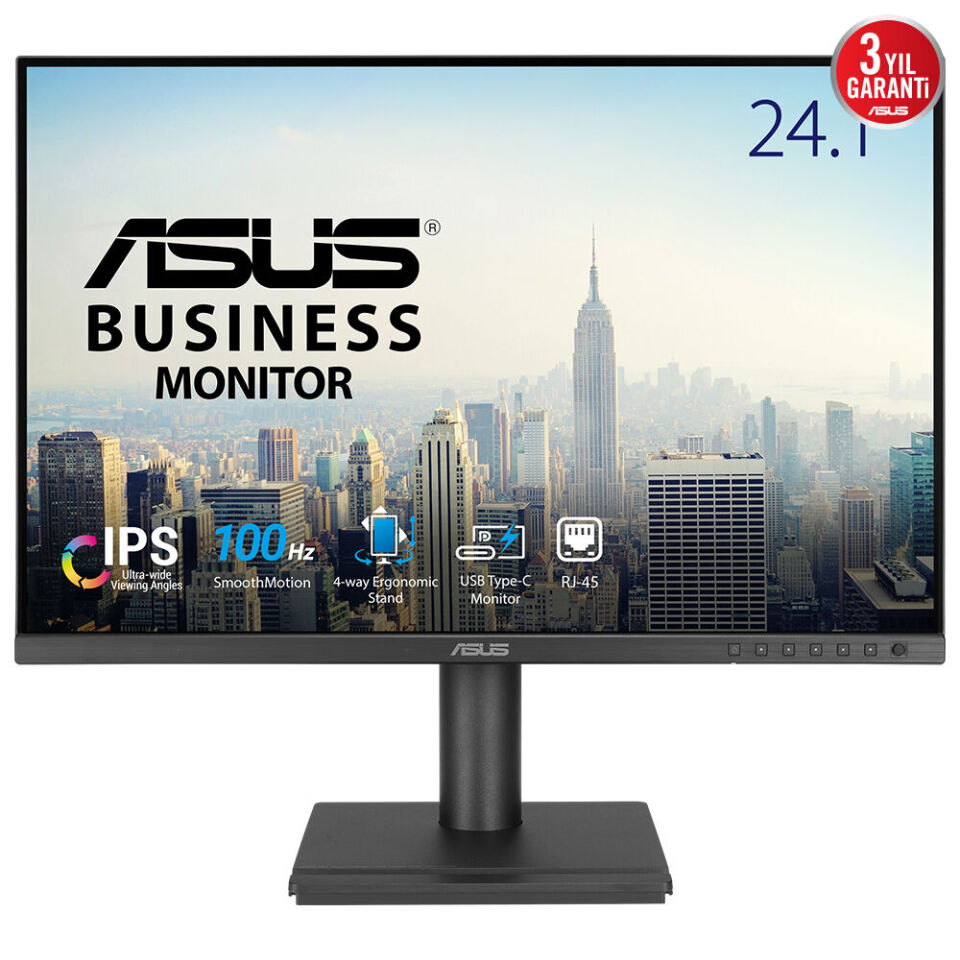 ASUS 24.1'' IPS BE248CFN 5MS 100HZ HDMI-DP TYPEC TJ45 Multimedya Kurumsal Pivot Monitör 1920x1200 / 90LM0AJ0-B02K70