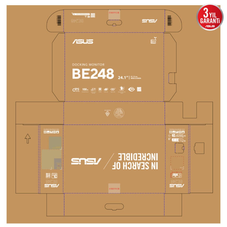 ASUS 24.1'' IPS BE248CFN 5MS 100HZ HDMI-DP TYPEC TJ45 Multimedya Kurumsal Pivot Monitör 1920x1200 / 90LM0AJ0-B02K70