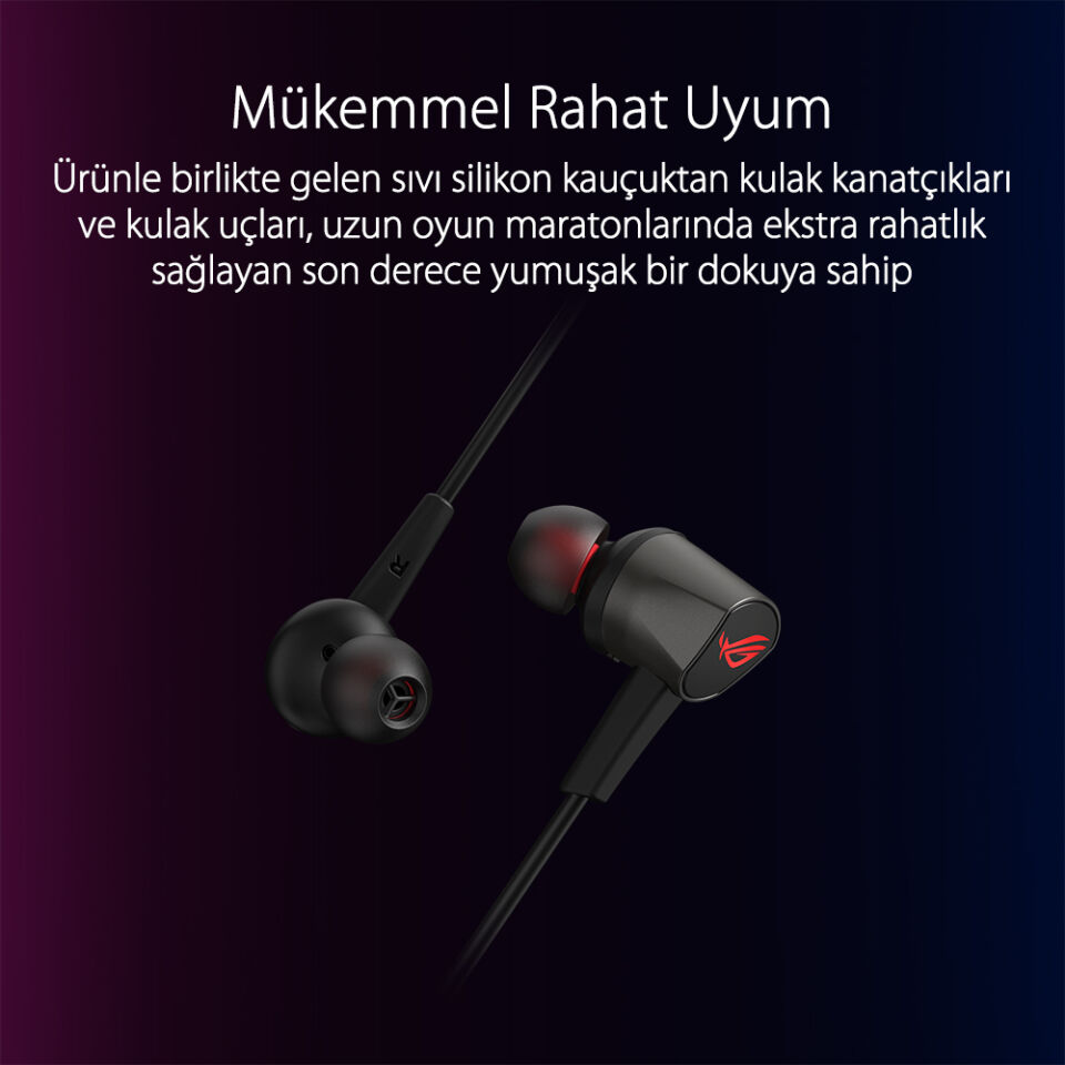 ASUS ROG Cetra II Core 90YH02V1-B2UA00 3.5mm 9.4mm Sürücü Mikrofonlu Siyah Kulak İçi Oyuncu Kulaklığı / 90YH02V1-B2UA00
