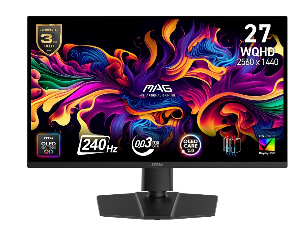 MSI 26.5'' MAG 271QP QD-OLED X24 0.03MS 240HZ HDMI-DP Gaming Monitör 2560x1440