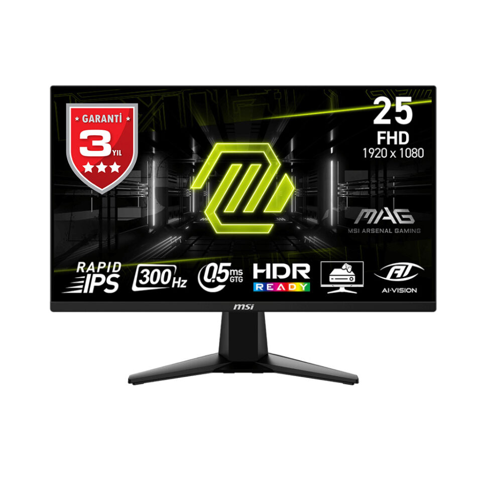 MSI 24.5'' RAPID IPS MAG 255XF 0.5ms 300Hz HDMI-DP Gaming Monitör 1920X1080
