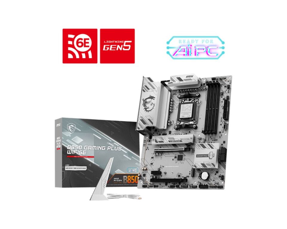 MSI B850 GAMING PLUS WIFI6E DDR5 HDMI-DP TYPEC PCIE 5.0 AM5 ATX BEYAZ