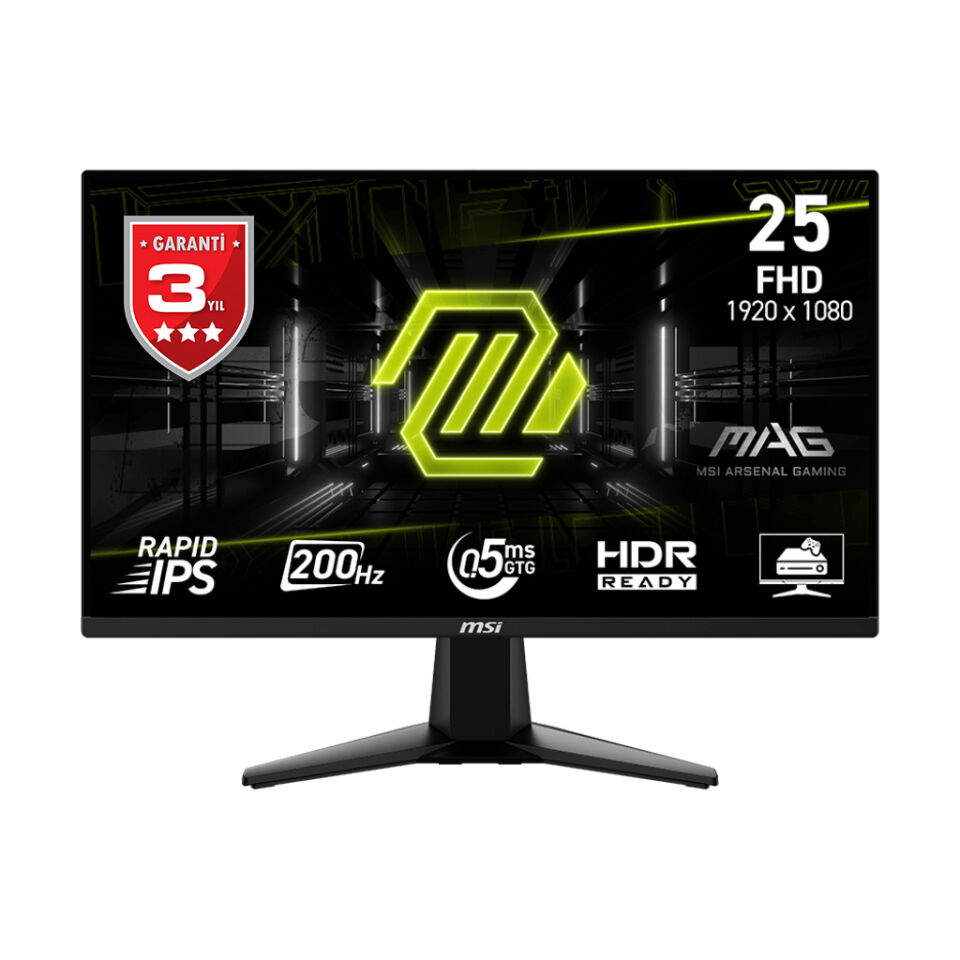 MSI 24.5'' RAPID IPS MAG 255F E20 0.5ms 200Hz HDMI-DP Gaming Monitör 1920x1080