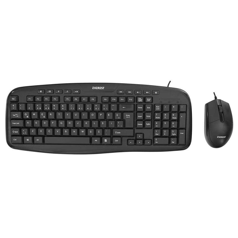 EVEREST UN-795 Kablolu USB Q Trk Siyah Klavye - Mouse Set