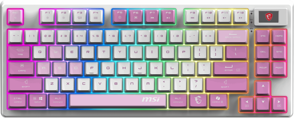 MSI Q TR GG Forge GK600 TKL Violet Switch Mekanik Beyaz/Mor Oyuncu Klavyesi
