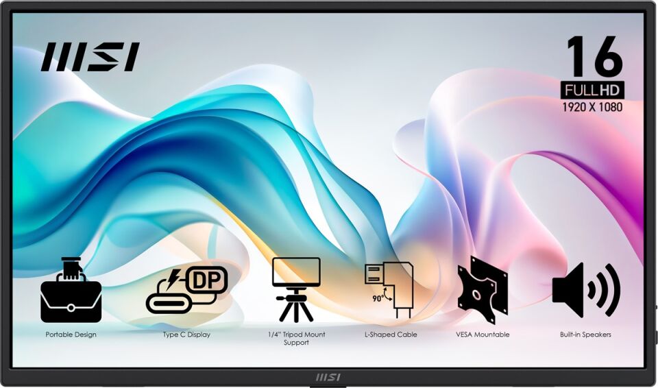 MSI 15.6'' IPS PRO MP165 E6 4MS 60HZ HDMI-TYPEC Taşınabilir Monitör 1920x1080