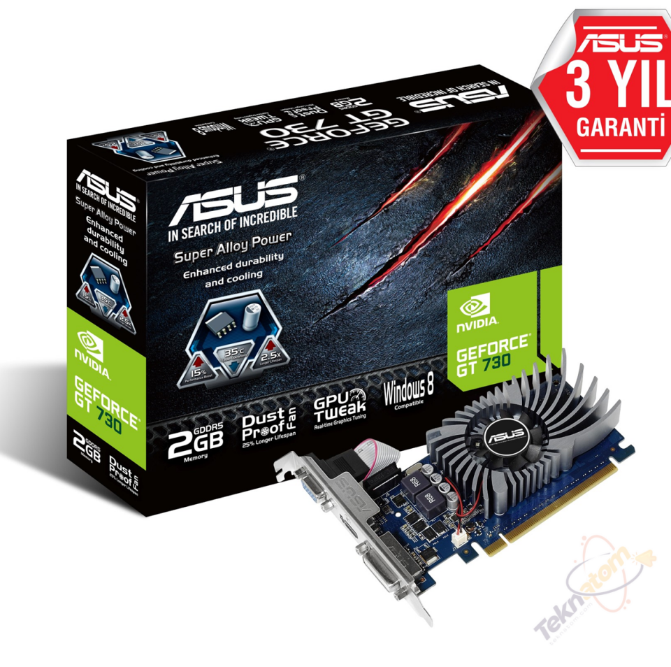 ASUS GT730 2GB SL-2GD5-BRK DDR5 64bit HDMI DVI PCIe 16X v2.0