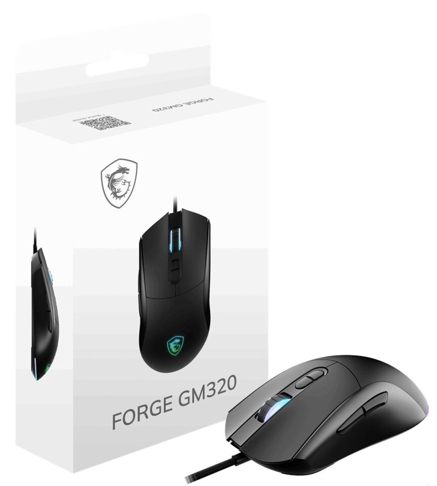 MSI GG Forge GM320 RGB 12800 DPI Kablolu Siyah Oyuncu Mouse