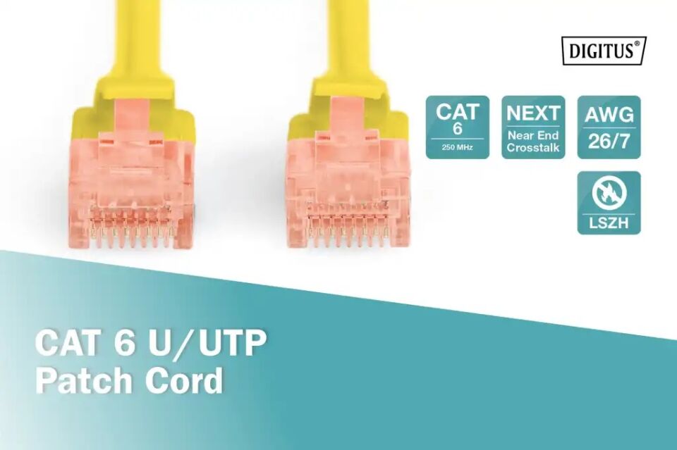 DIGITUS 0.5metre CAT6 Utp DK-1617-005/Y Sarı Patch Kablo (10'lu Paket)
