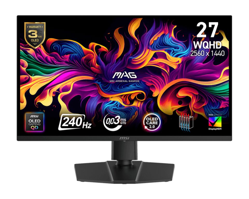 MSI 27'' MAG 273QP QD-OLED X24 0.03MS 240HZ HDMI-DP Gmaing Monitör 2560x1440