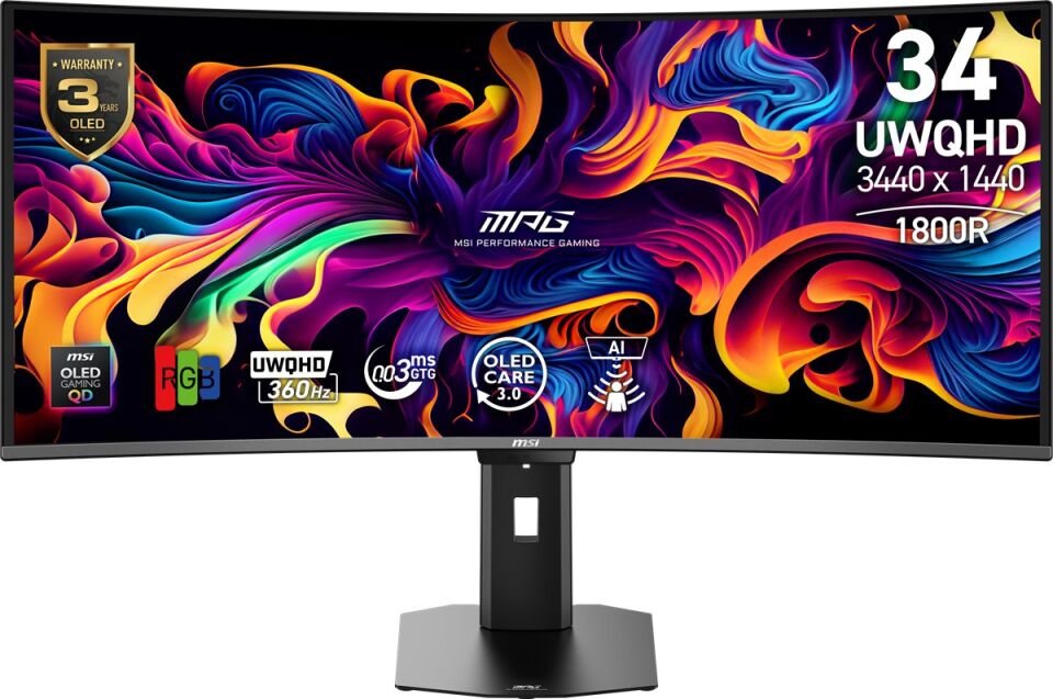 MSI 34'' MPG 341CQR QD-OLED X36 0.03MS 360HZ HDMI-DP Gaming Monitör 3440x1440
