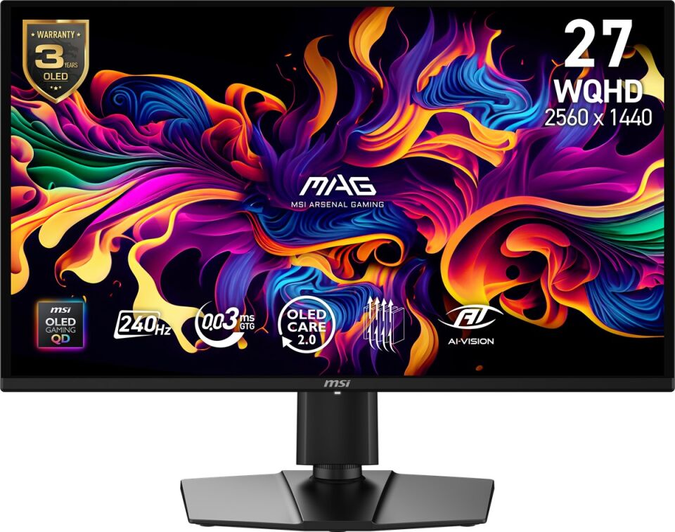 MSI 26.5'' MAG 274QP QD-OLED X24 0.03MS 240HZ HDMI-DP Pivot Gaming Monitör 2560x1440