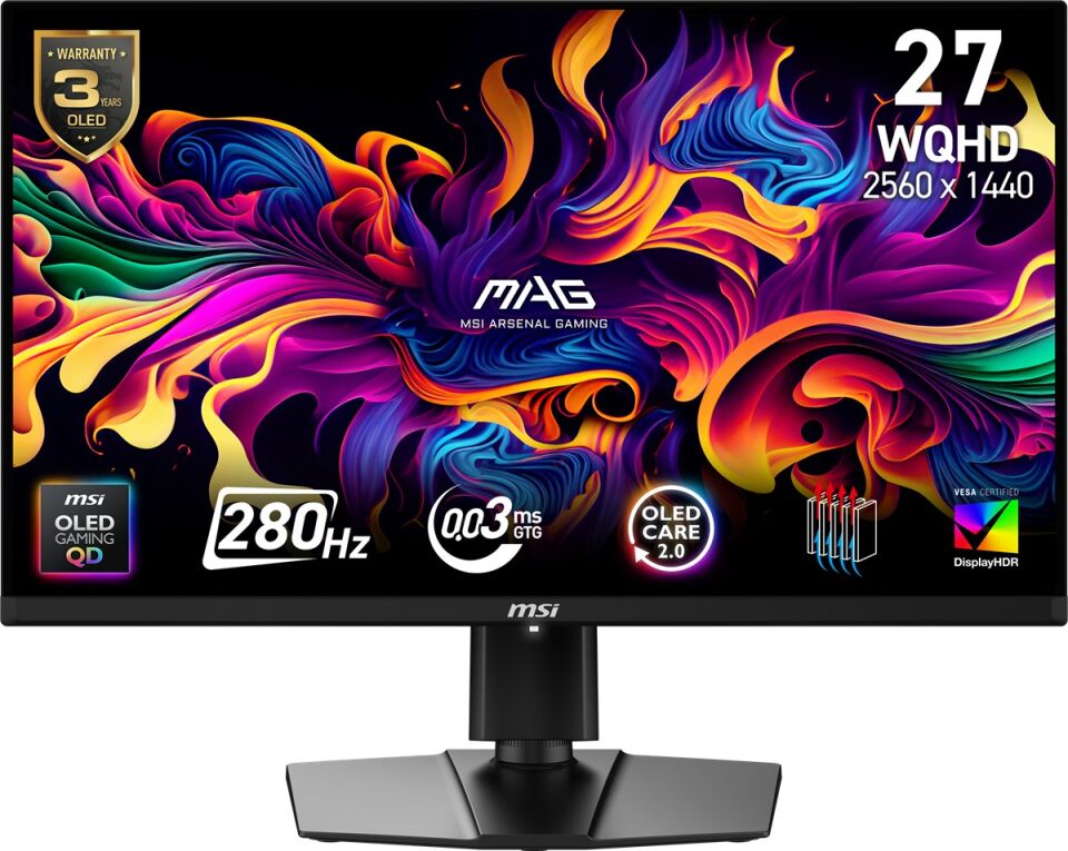 MSI 26.5'' MAG 271QP QD-OLED X28 0.03MS 280HZ HDMI-DP Pivot Gaming Monitör 2560x1440