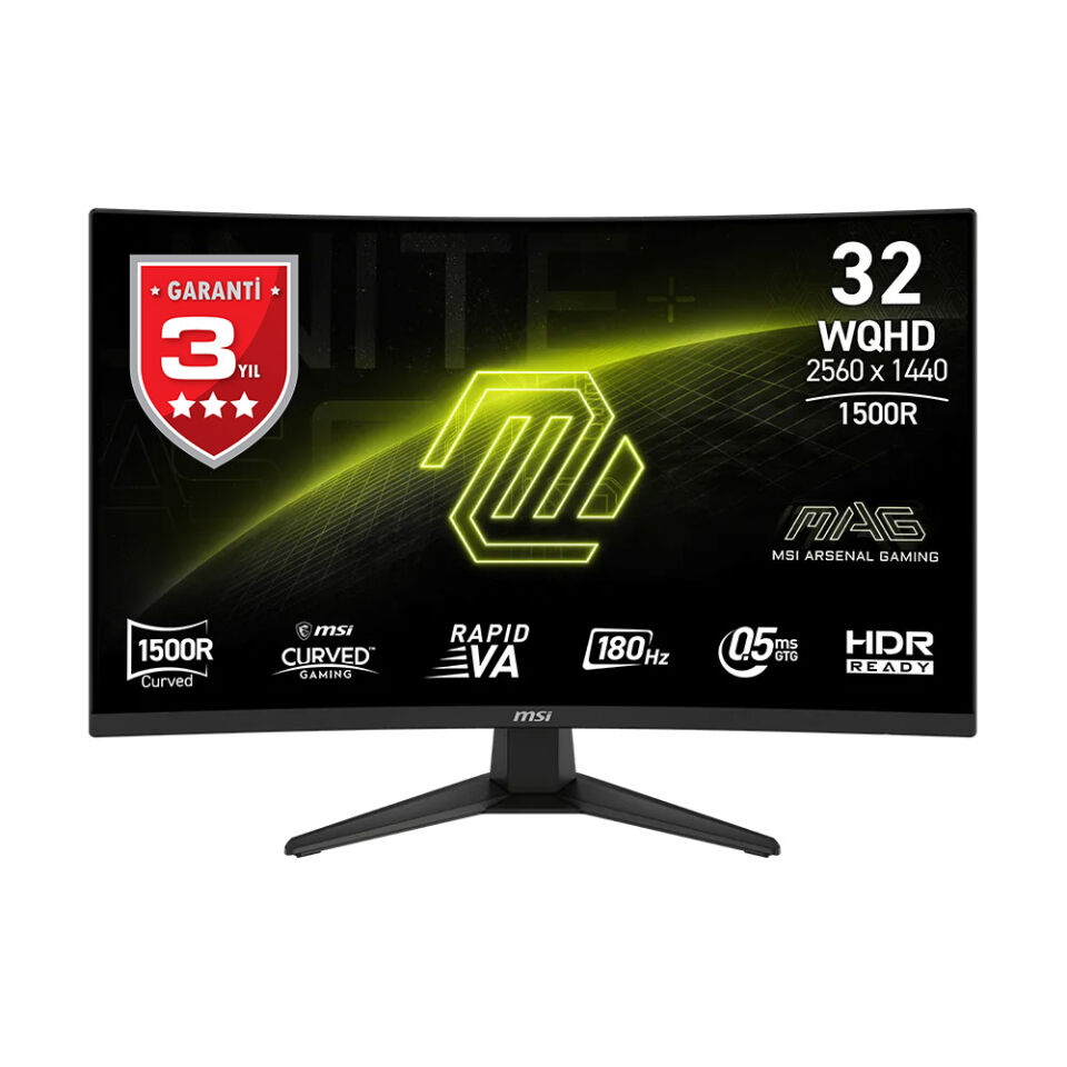 MSI 31.5'' RAPID VA MAG 321CQF E18 0.5MS 180HZ Kavisli Gaming Monitör 2560x1440