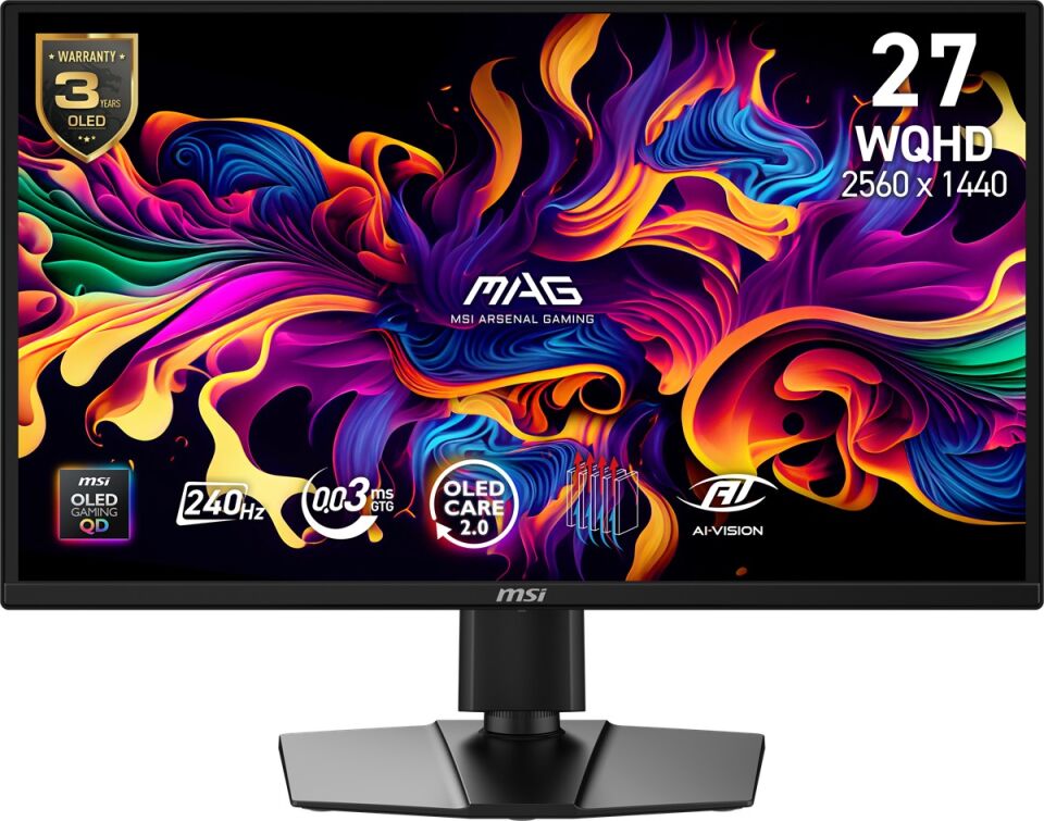 MSI 26.5'' MAG 272QP QD-OLED X24 0.03MS 240HZ HDMI-DP TYPEC Gaming Monitör 2560x1440