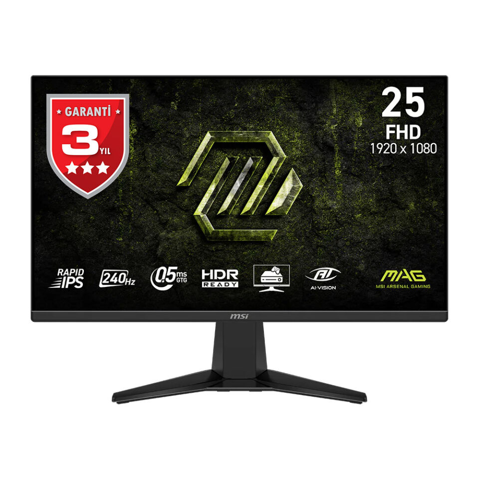 MSI 24.5'' RAPID IPS MAG 255F X24 0.5MS 240HZ HDMI-DP Gaming Monitör 1920x1080