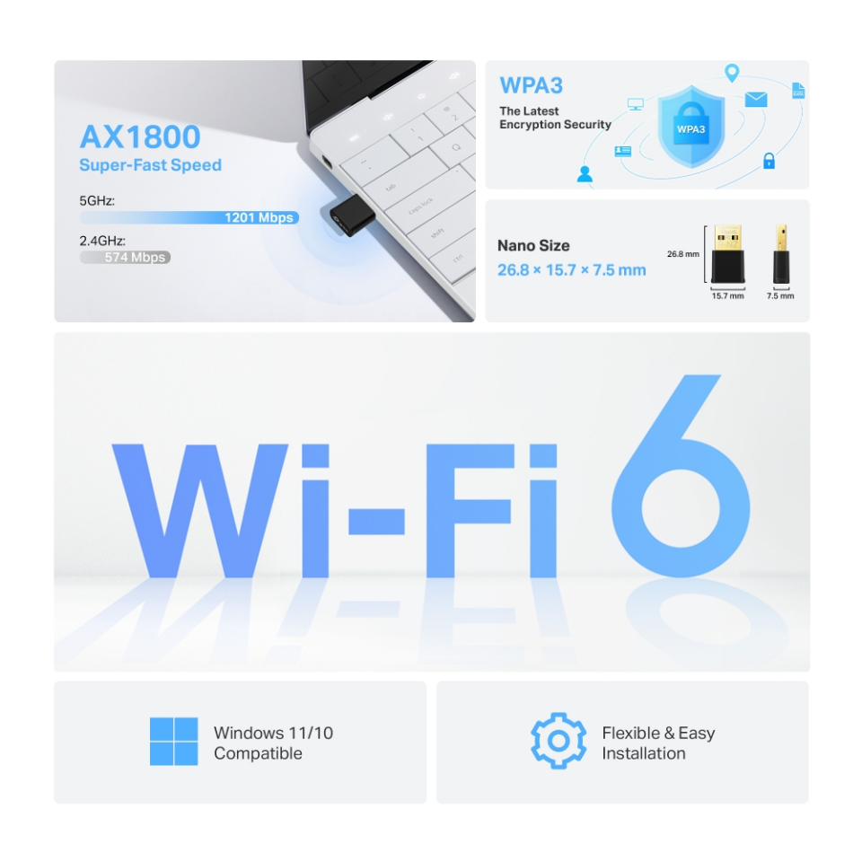 TP-LINK ARCHER TX20U Nano USB Kablosuz Adaptör