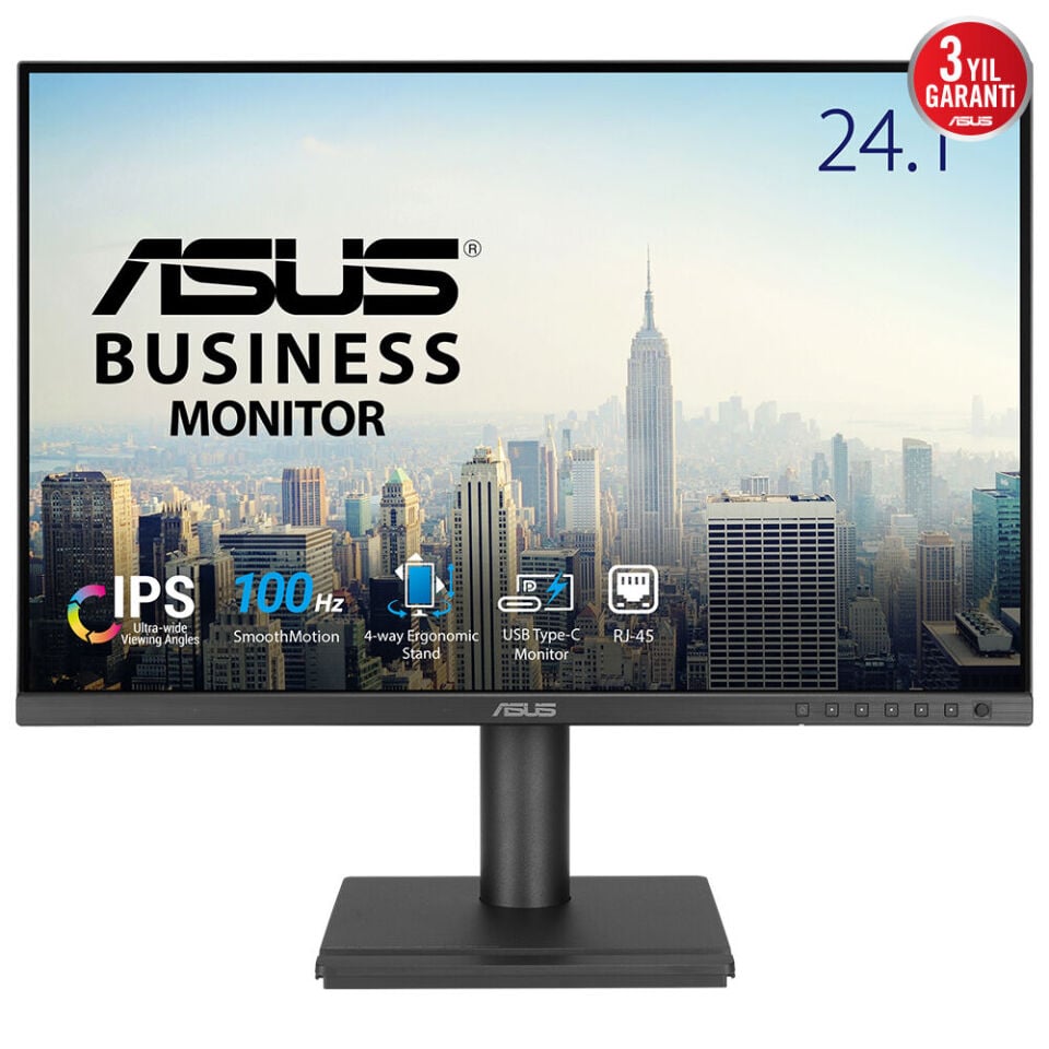 ASUS 24.1'' IPS BE248CFN 5MS 100HZ HDMI-DP TYPEC TJ45 Multimedya Kurumsal Pivot Monitör 1920x1200 / 90LM0AJ0-B02K70