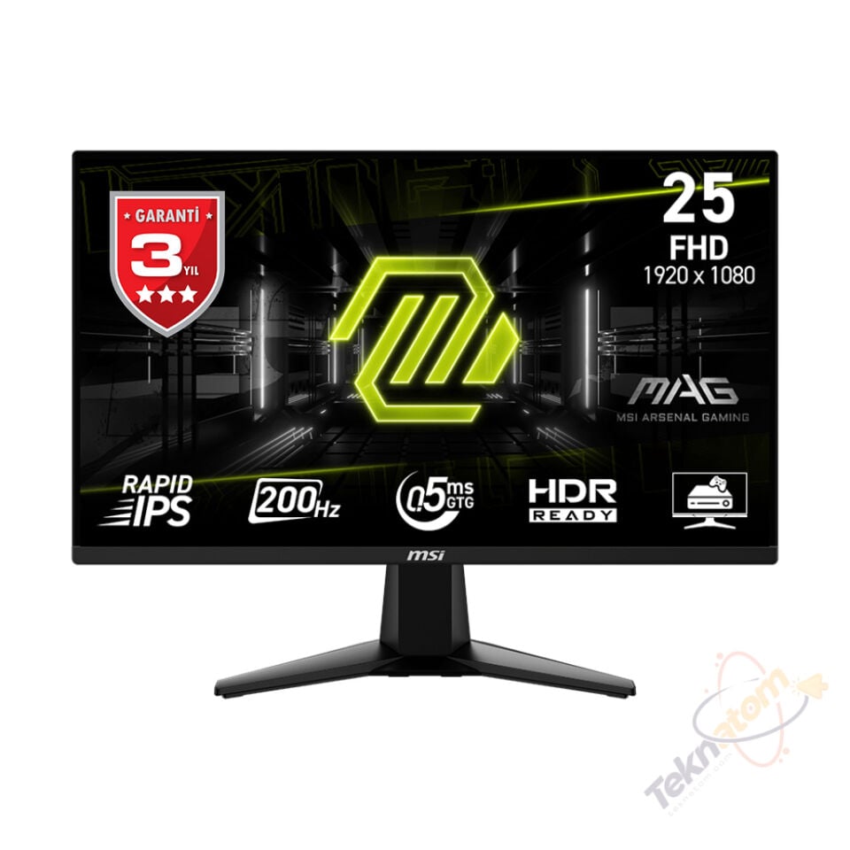 MSI 24.5'' RAPID IPS MAG 255F E20 0.5ms 200Hz HDMI-DP Gaming Monitör 1920x1080