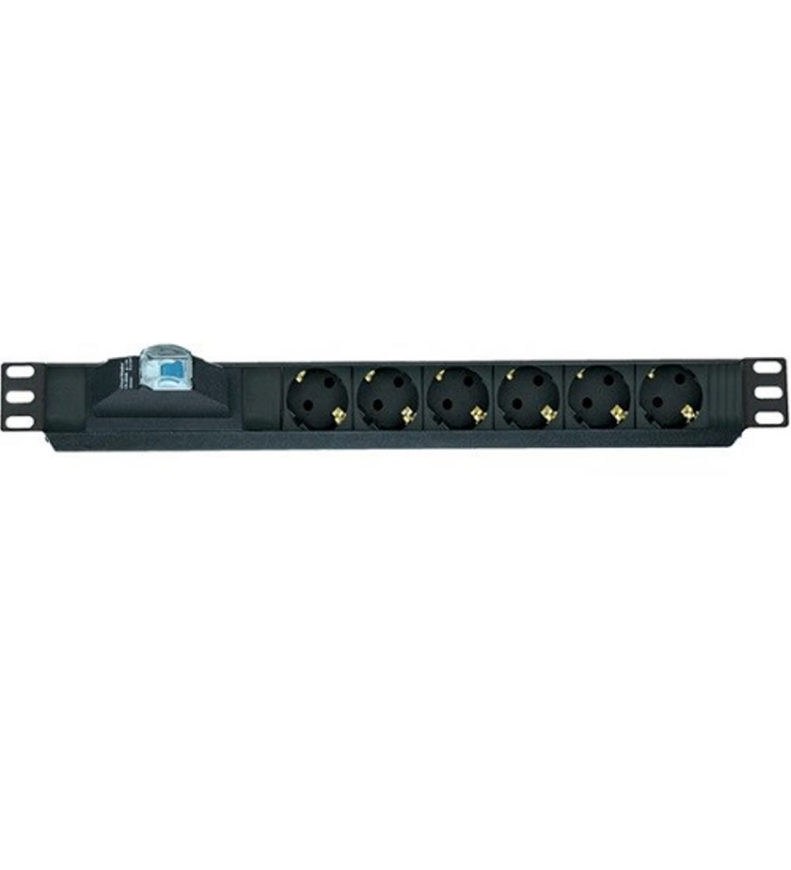 AGER 19'' 1U 8lı Sigortalı Priz Modülü Metal Gövdeli AA-PRZ01U19-8S-AL