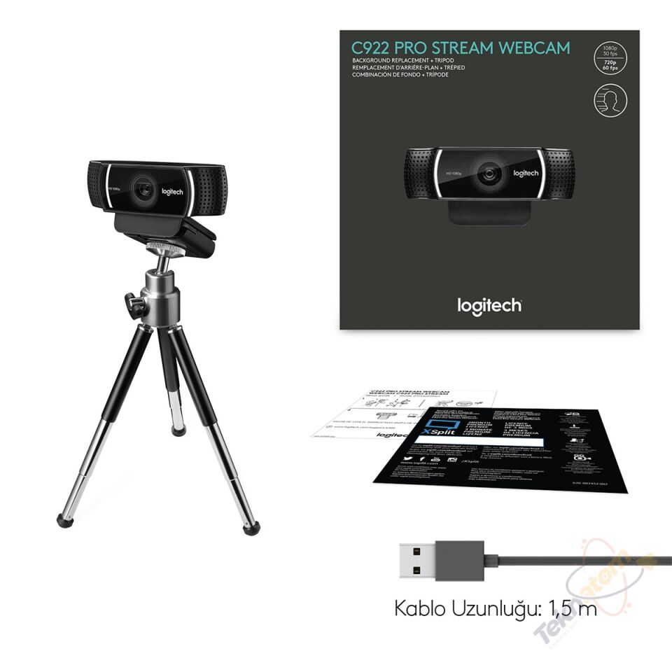 LOGITECH C922 Pro Stream 1920x1080 Web Kamerası (960-001088)
