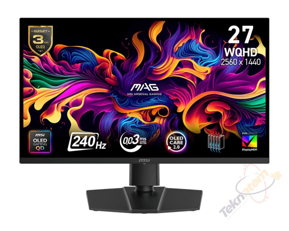 MSI 27'' MAG 273QP QD-OLED X24 0.03MS 240HZ HDMI-DP Gmaing Monitör 2560x1440