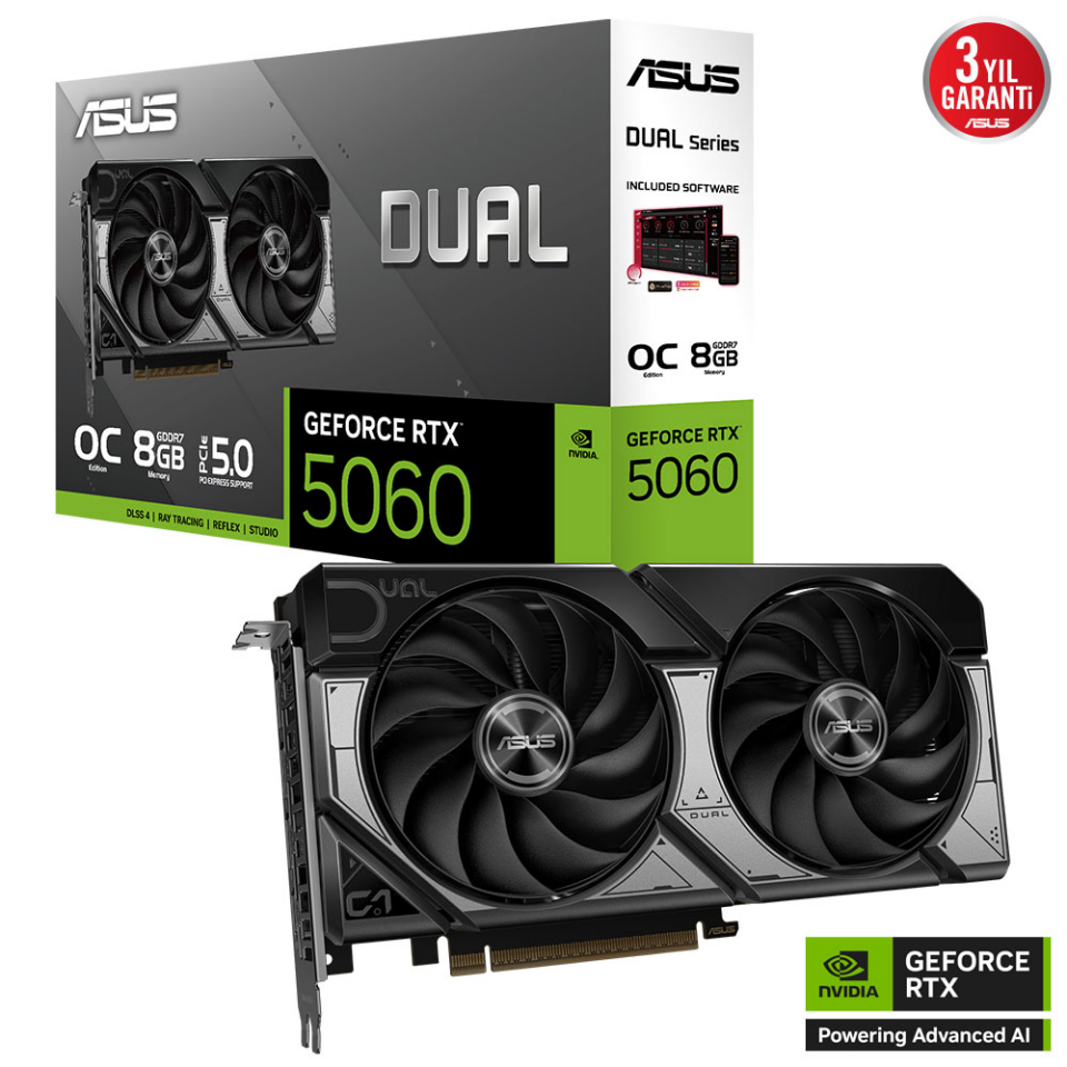 ASUS 8GB DUAL RTX5060-O8G GDDR7 128bit HDMI DP PCIe 5.0