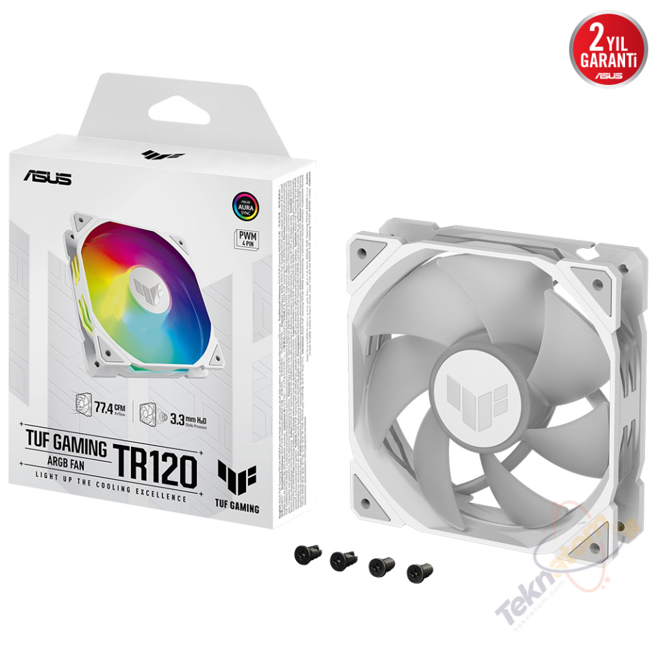ASUS TUF Gaming TF120 ARGB 120mm Beyaz Soğutucu Kasa Radyatör Fanı