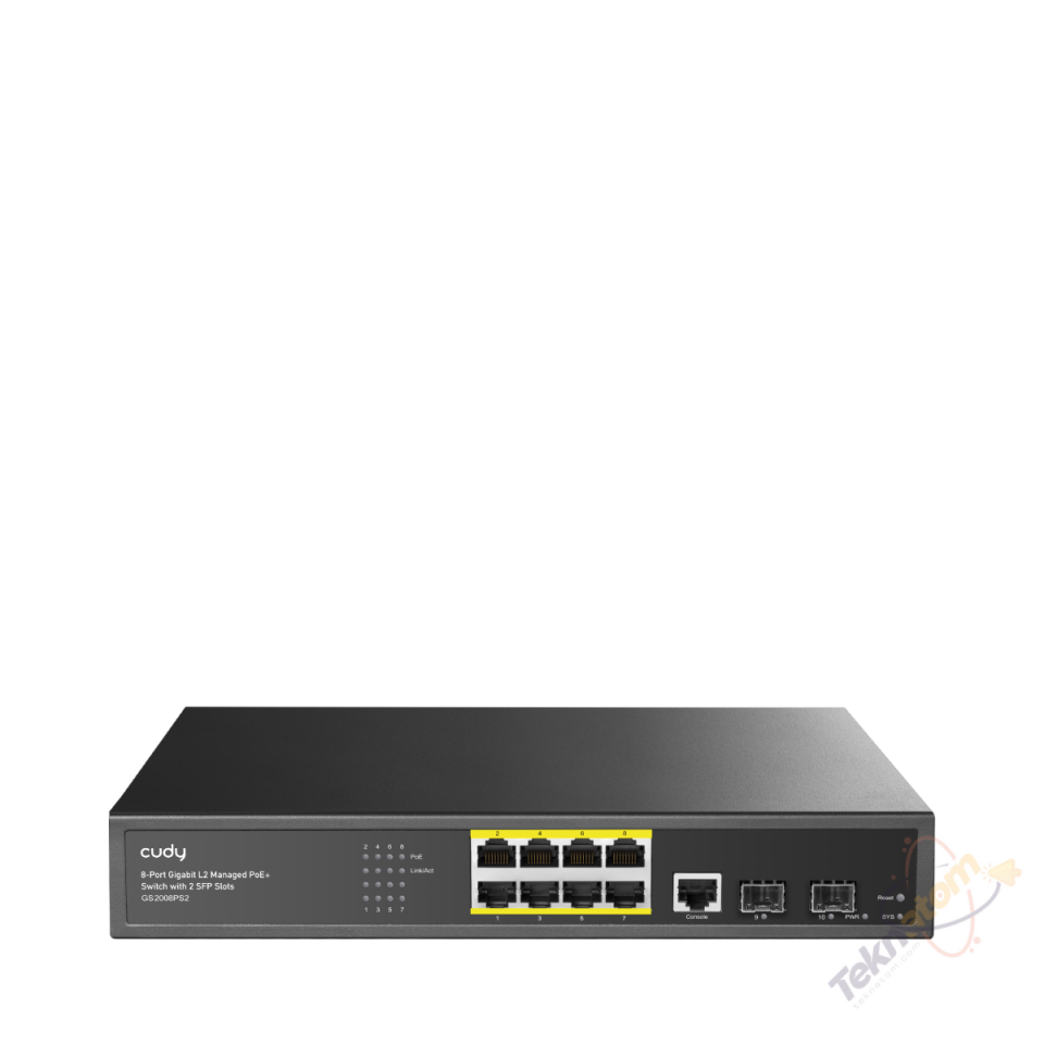 CUDY 8port PoE 130w 2-SFP Gigabit Yönetilebilir Switch / GS2008PS2