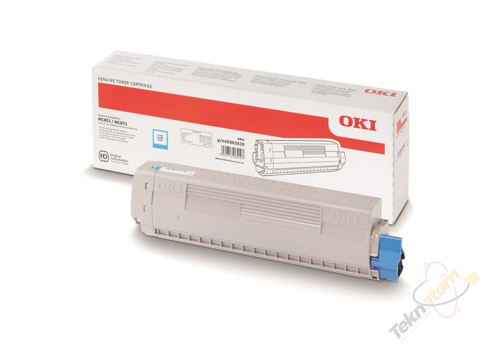 OKI MC853 / MC873 Cyan Orijinal Toner Kartuşu (7.300 Sayfa) - 45862839