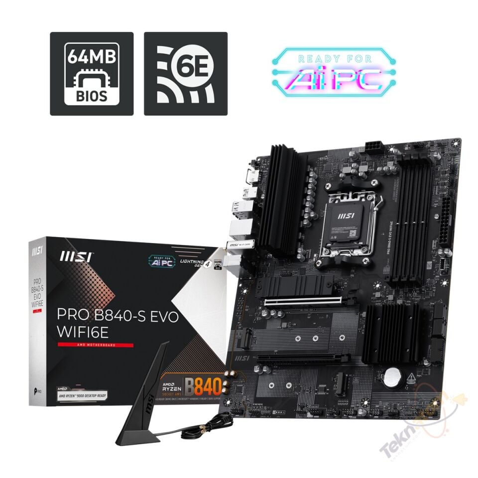 MSI PRO B840-S EVO WIFI6E DDR5 HDMI-TYPEC PCIE 4.0 AM5 ATX