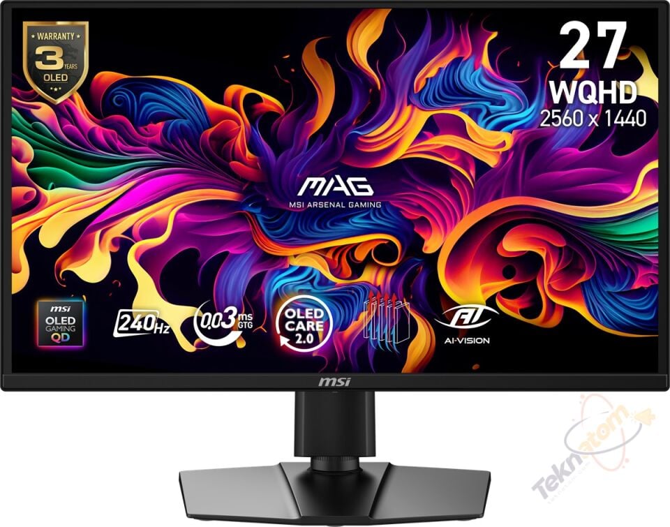 MSI 26.5'' MAG 272QP QD-OLED X24 0.03MS 240HZ HDMI-DP TYPEC Gaming Monitör 2560x1440