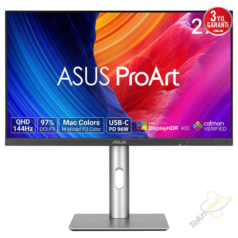 ASUS 27'' IPS  PROART PA278CGRV 5MS 144HZ HDMI-DP TYPCE Grafik Tasarım Monitörü 2560x1440 / 90LM06Q1-B01K71