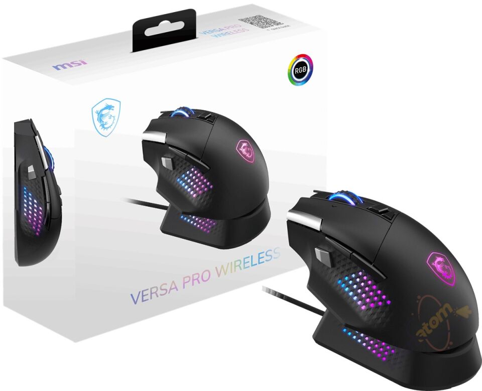 MSI GG Versa Pro Wireless 26000 DPI Kablosuz Oyuncu Faresi + Mouse Dock Pro Şarj Standı Seti