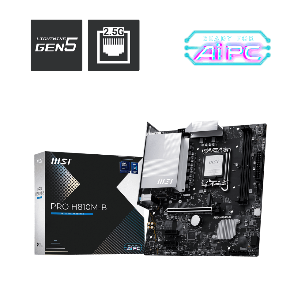 MSI PRO H810M-B DDR5 HDMI-DP PCIE 4.0 1851p mATX
