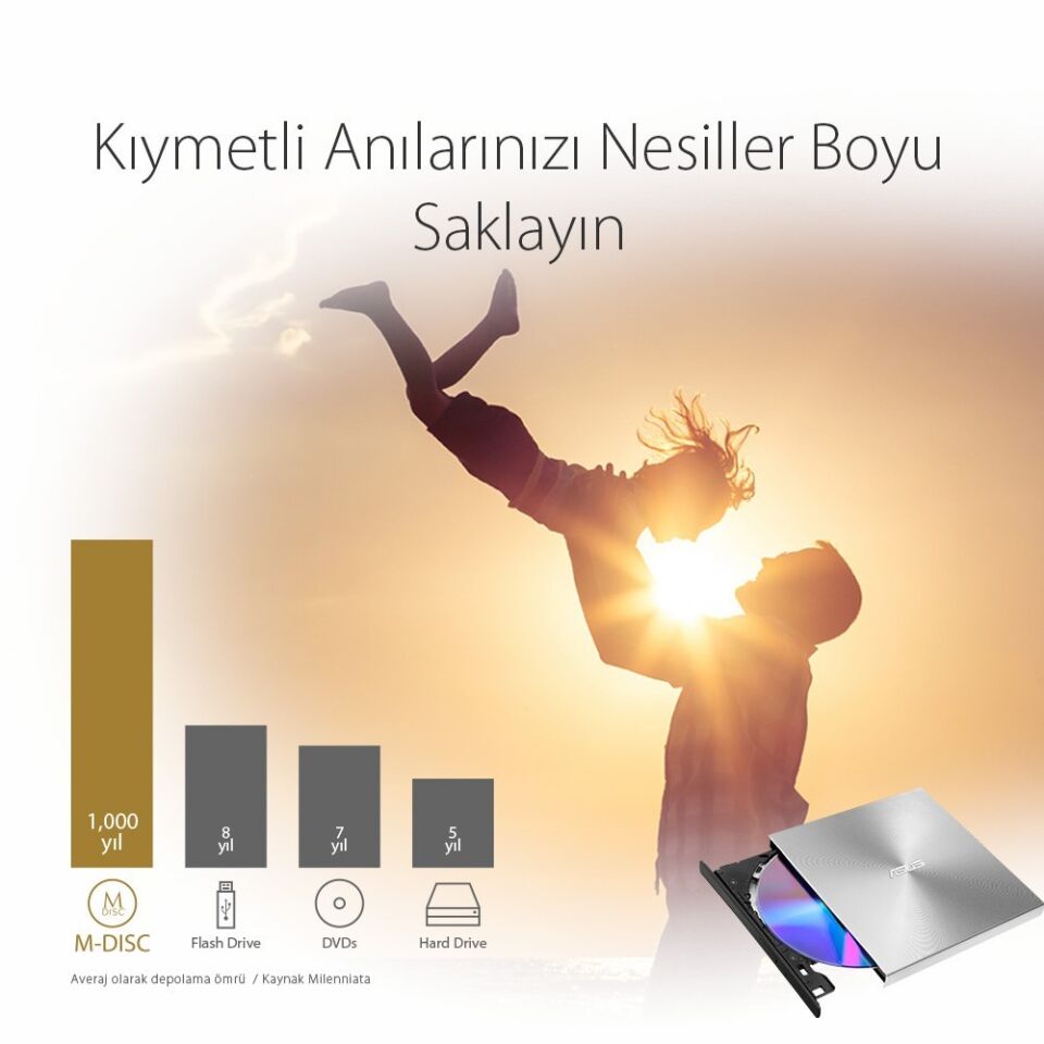ASUS SDRW-08U5S-U Ultra İnce Taşınabilir Harici DVD/CD Yazıcı ve Okuyucu