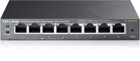 TP-LINK 8port / 4port PoE 65W Gigabit Yönetilebilir Switch TL-SG108PE