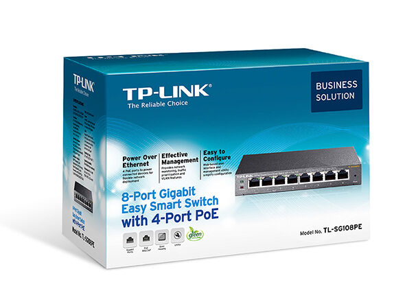 TP-LINK 8port / 4port PoE 65W Gigabit Yönetilebilir Switch TL-SG108PE