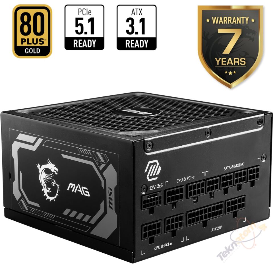 MSI 1000w 80+ Gold MAG A1000GL PCIE5 II Tam Modüler Power Supply