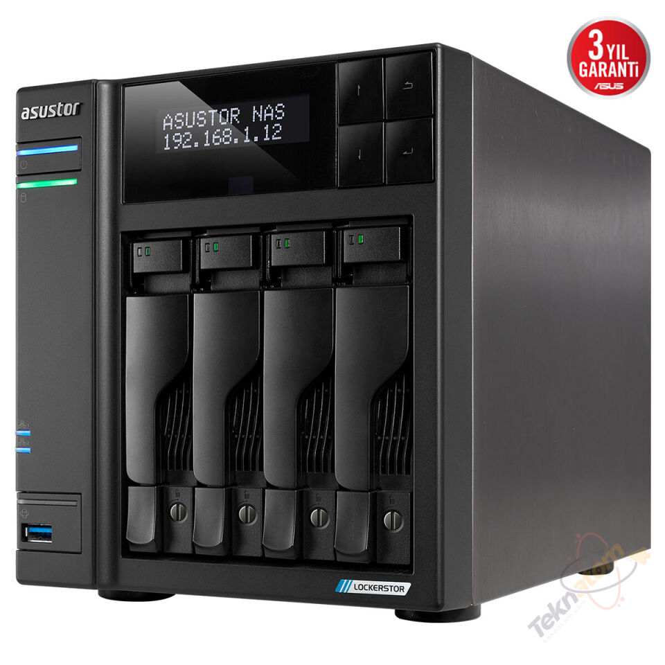 ASUSTOR 4diskli Celeron QC- 4GB RAM-2-2.5GbE Nas Server AS6704T v2