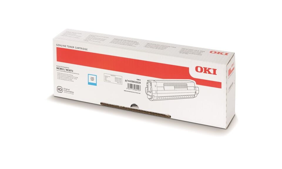 OKI MC853 / MC873 Cyan Orijinal Toner Kartuşu (7.300 Sayfa) - 45862839