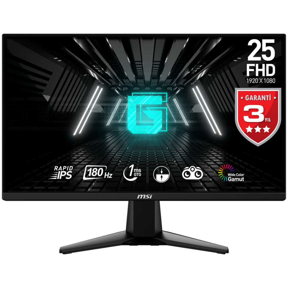 MSI 24.5'' IPS G255F 1MS 180Hz HDMI-DP Gaming Monitör 1920x1080