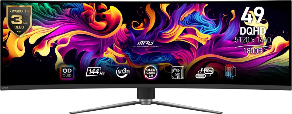 MSI 49'' MPG 491CQP QD-OLED 0.03MS 144HZ HDMI-DP Kavisli Gaming Monitör 5120x1440