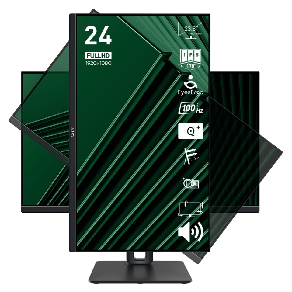 MSI 23.8'' IPS PRO MP245PG 1MS 100HZ HDMI-DP Kurumsal Pivot Monitör 1920x1080