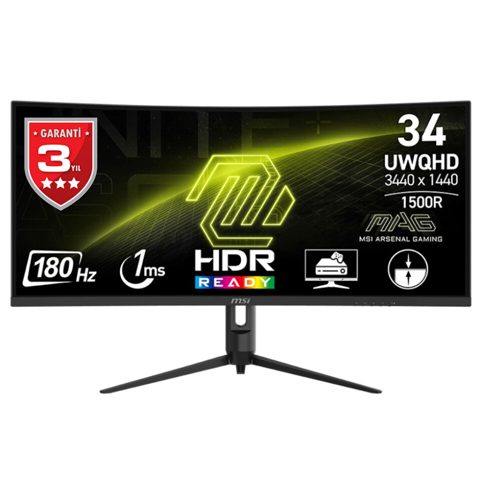MSI 34'' VA MAG 342CQR E2 1MS 180HZ HDMI-DP Kavisli Gaming Monitör 3440x1440