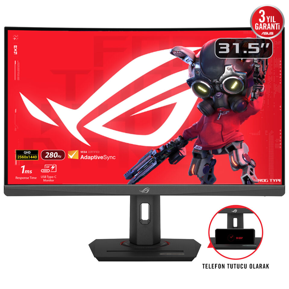 ASUS 31.5'' FAST VA ROG STRIX XG32WCMS 1MS 280HZ HDMI-DP Gaming Monitör 2560x1440 / 90LM09X0-B01970