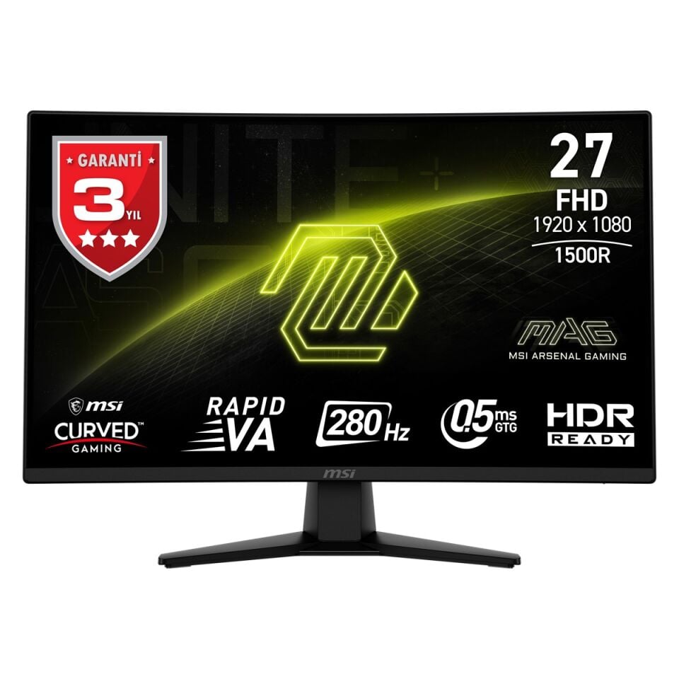 MSI 27'' RAPID VA MAG 274CXF 0.5MS 280HZ HDMI-DP Kavisli Gaming Monitör 1920x1080
