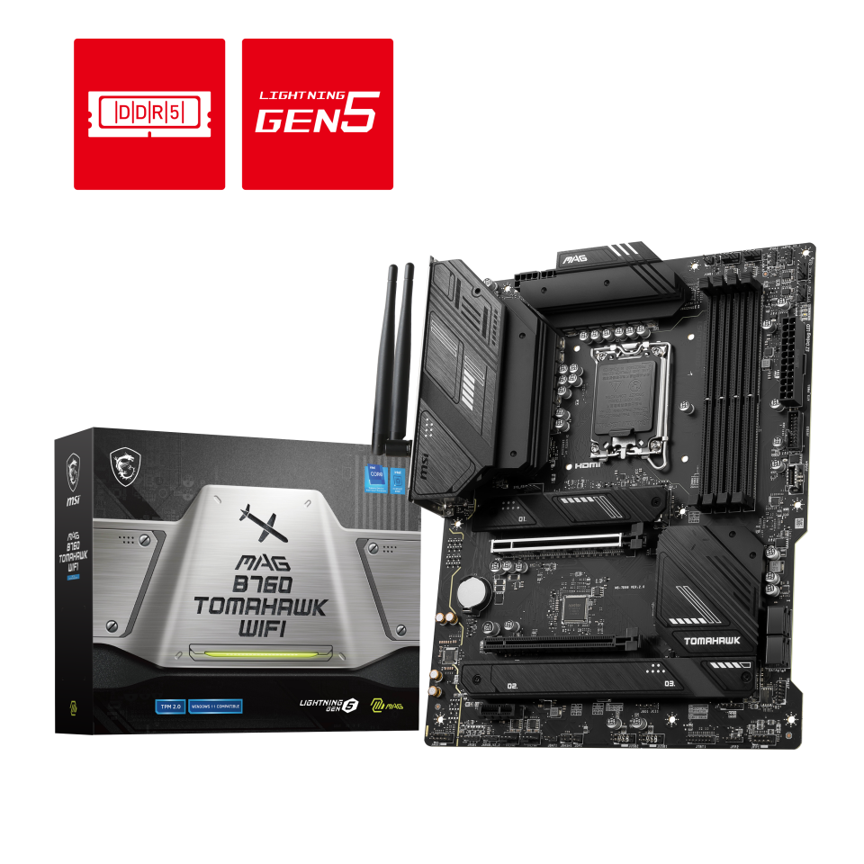 MSI MAG B760 TOMAHAWK WIFI6E DDR5 HDMI-DP TYPEC PCIE 4.0 1700p ATX