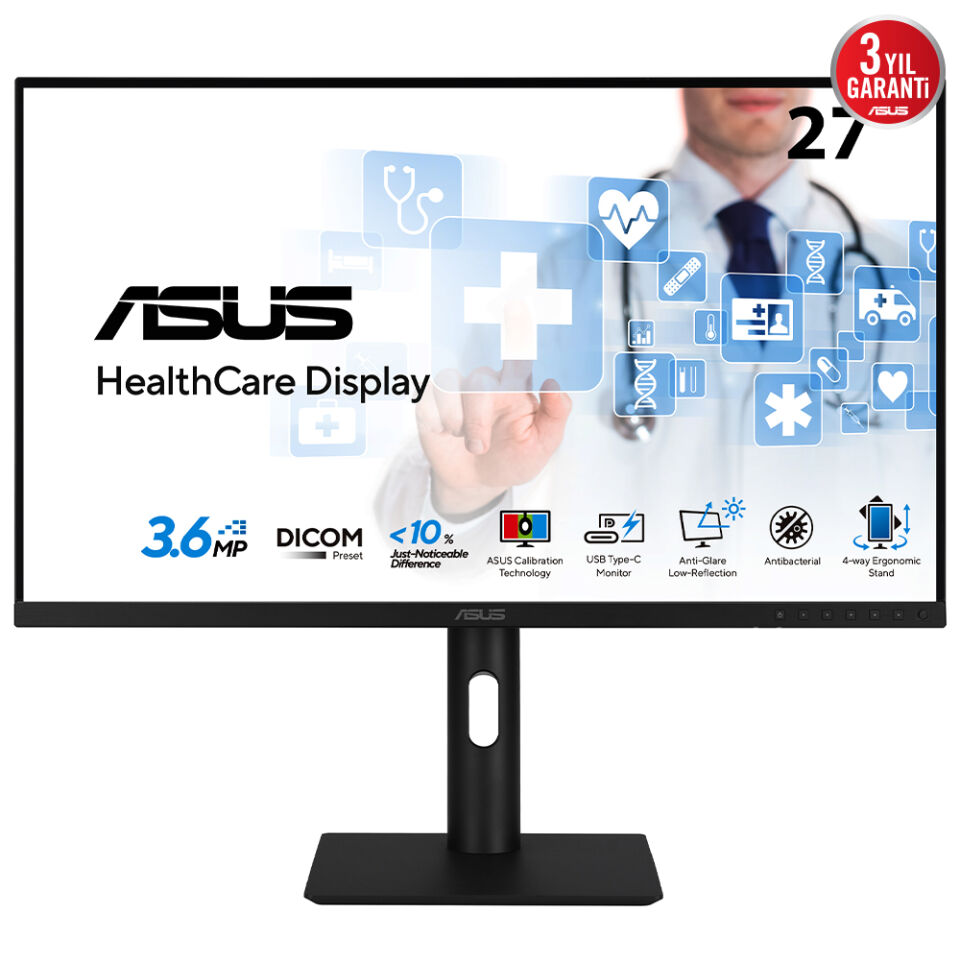 ASUS 27'' IPS HA2741A 5MS 75HZ HDMI-DP TYPEC Medikal Pivot Monitör 2560x1440